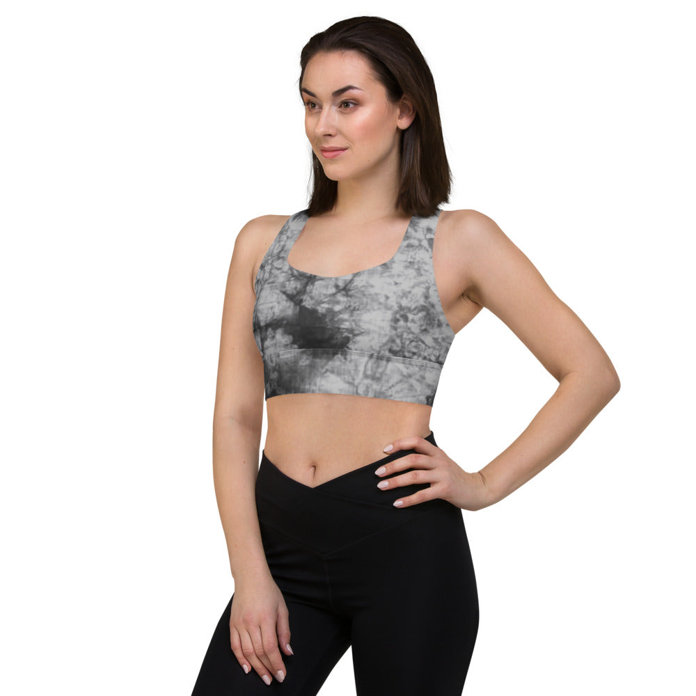 Grey Tie Dye Longline sports bra