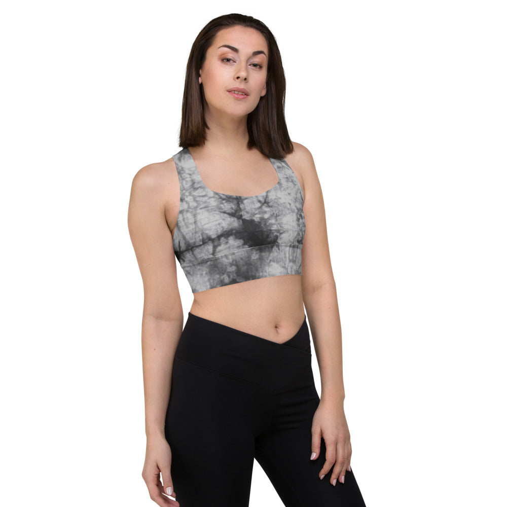 Grey Tie Dye Longline sports bra