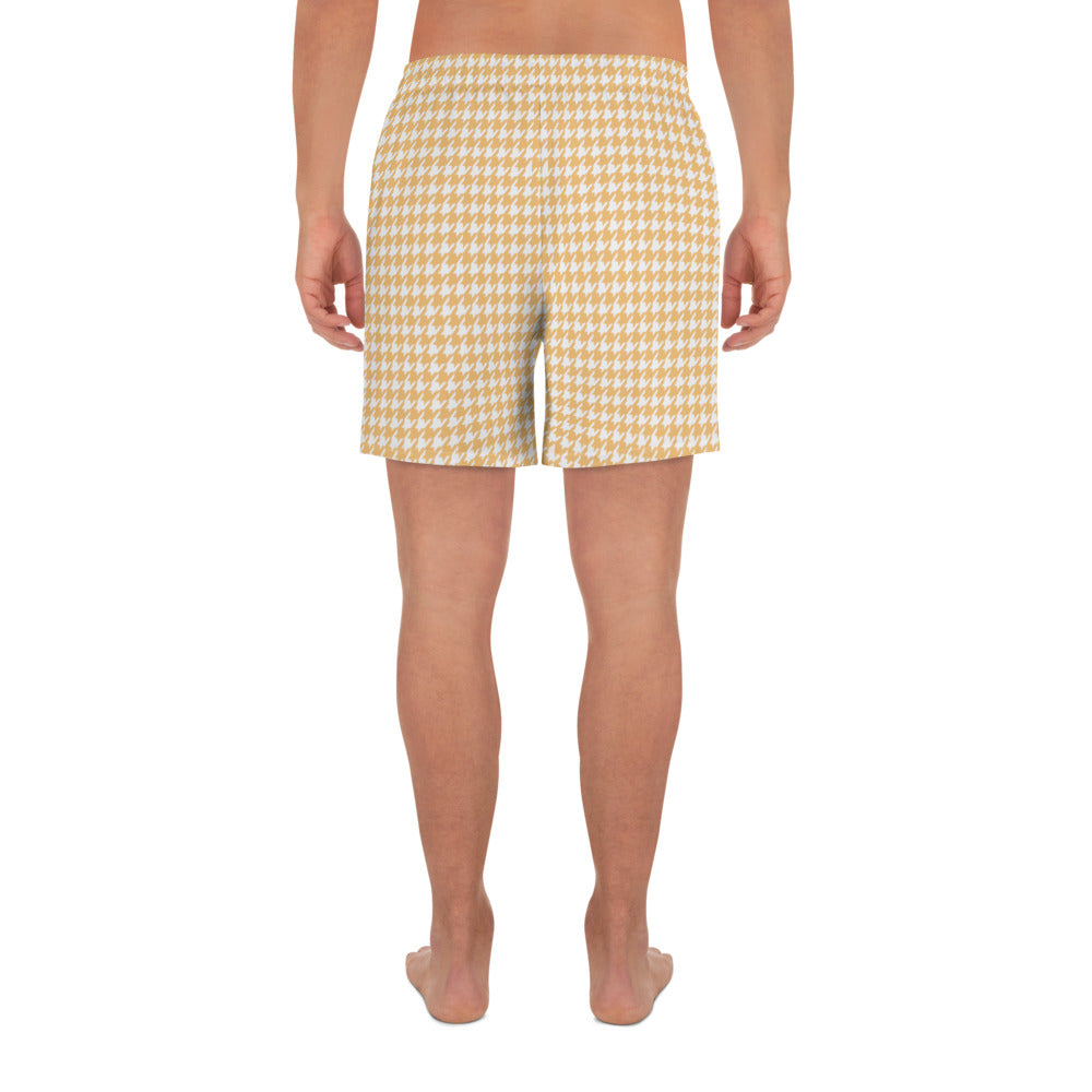 Banana Houndstooth Men's Athletic Long Shorts