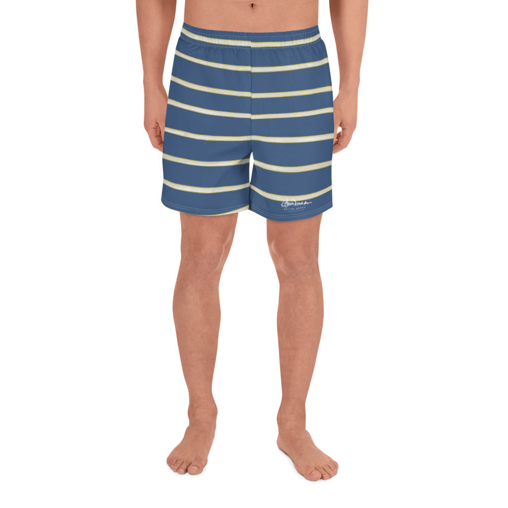 Blue Yellow White Stripe Mens Shorts