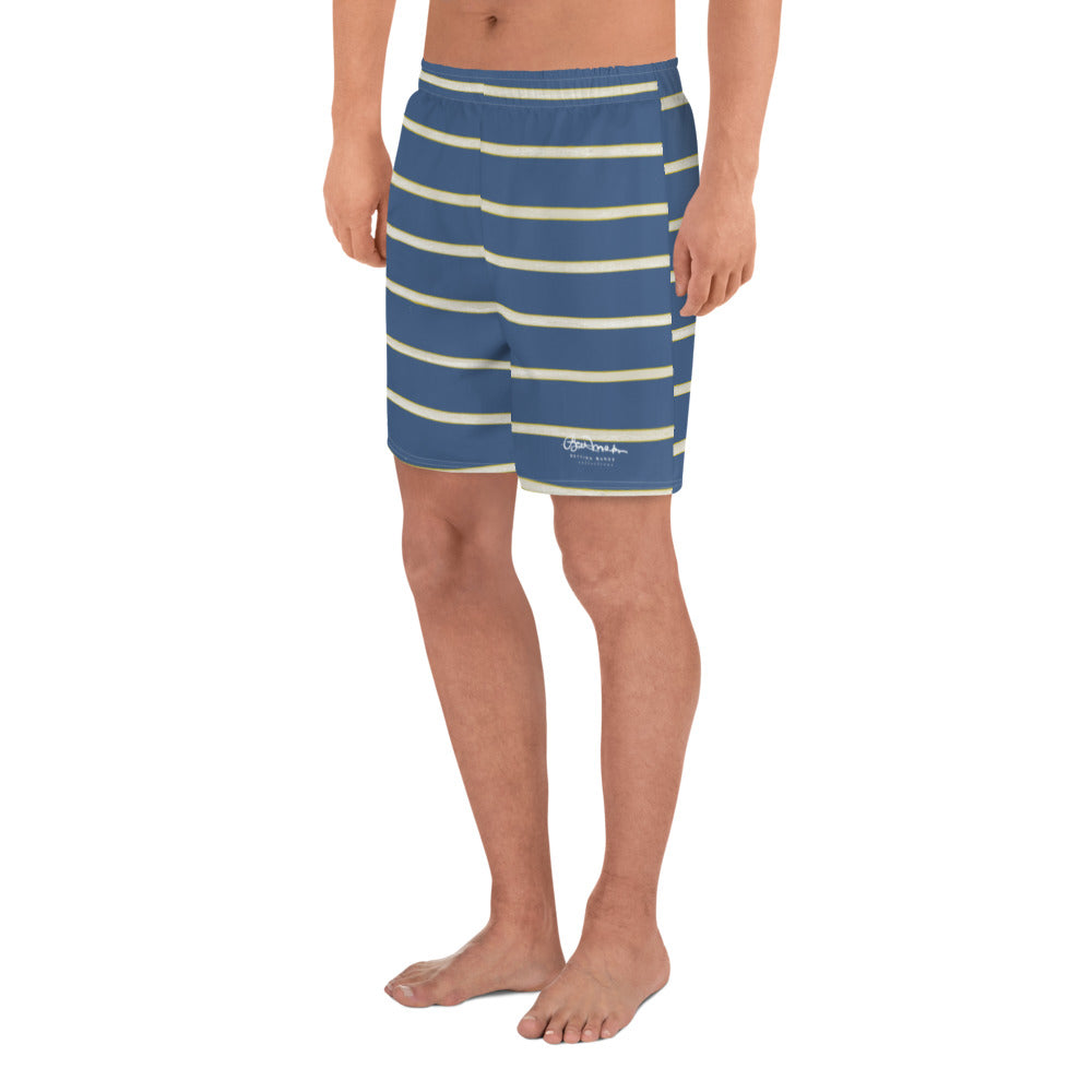 Blue Yellow White Stripe Mens Shorts
