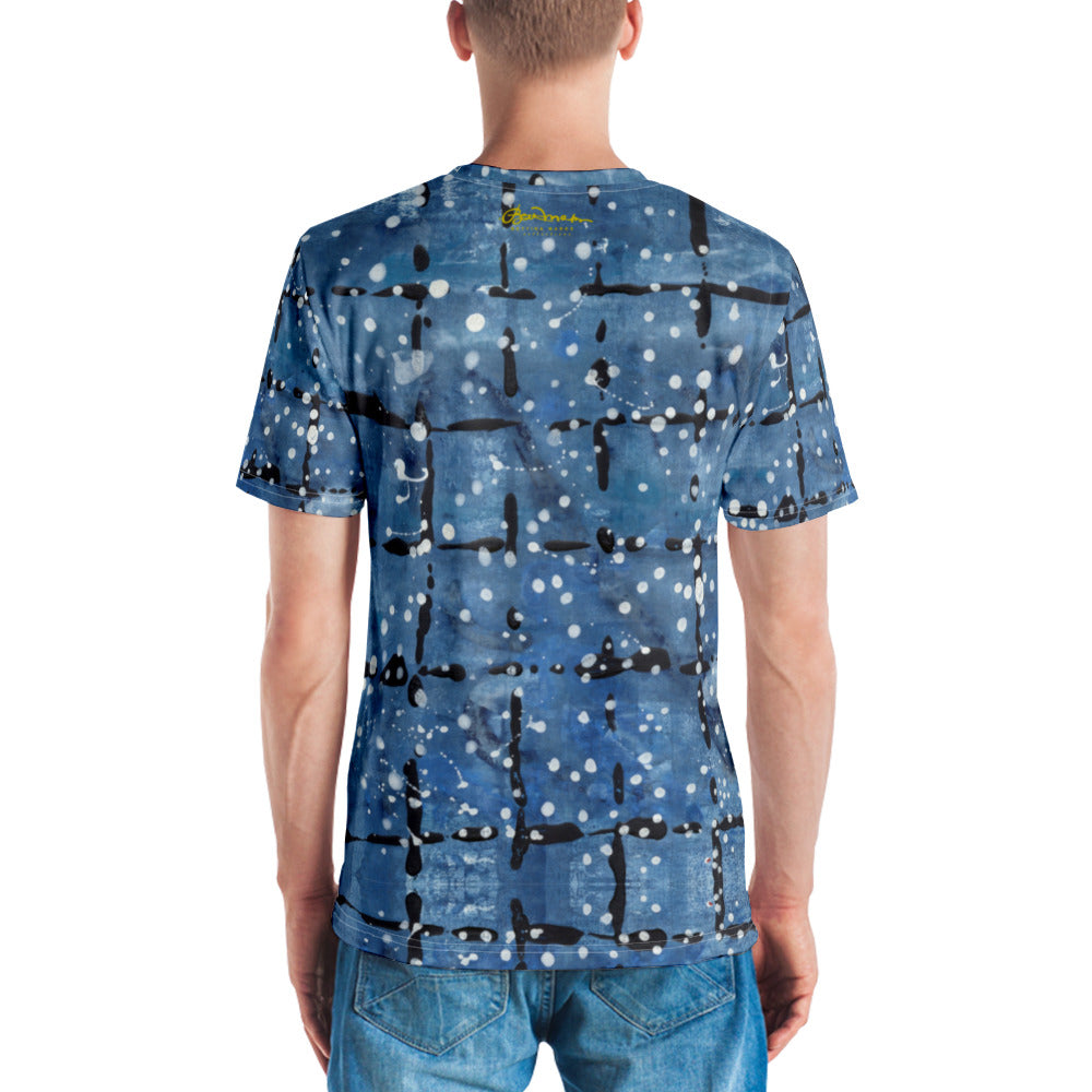 Blu&White Dotted Plaid Men's T-shirt