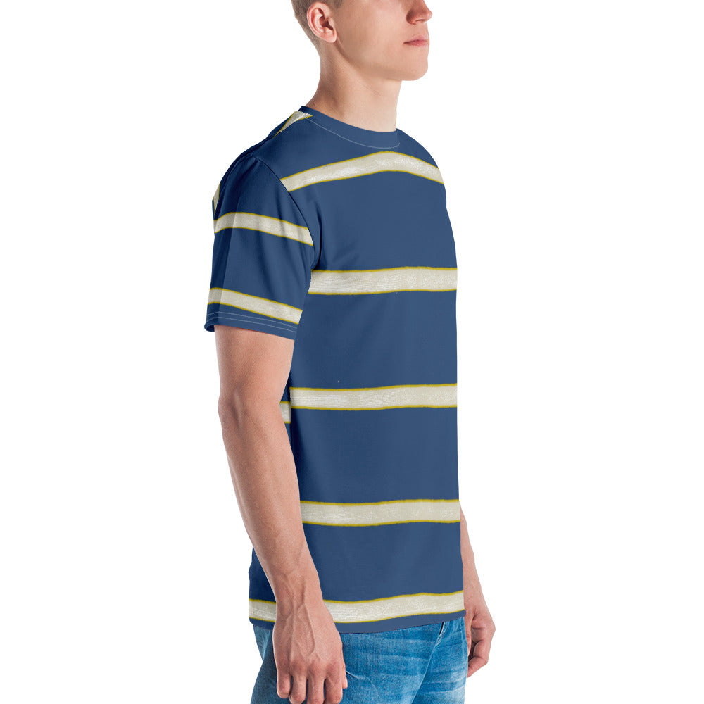 Blue Yellow White Stripe Men's T-shirt