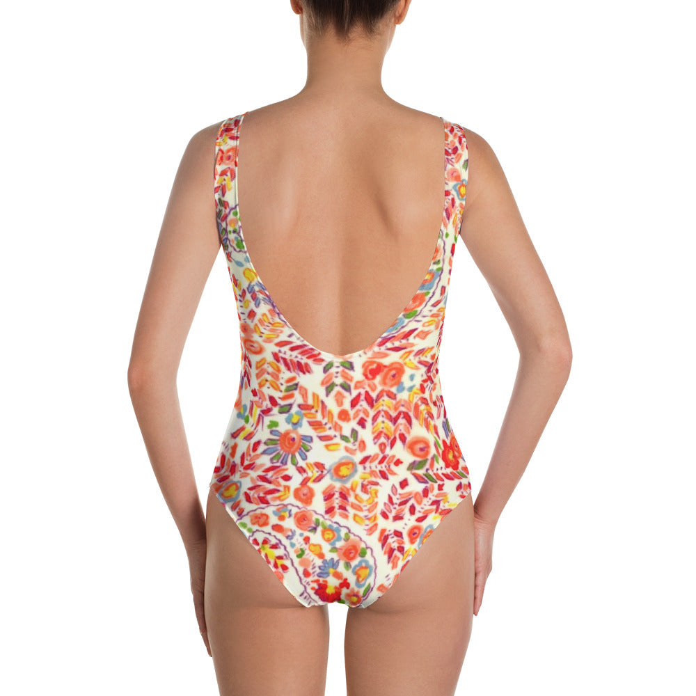 Retro Paisley One-Piece Bathing Suit