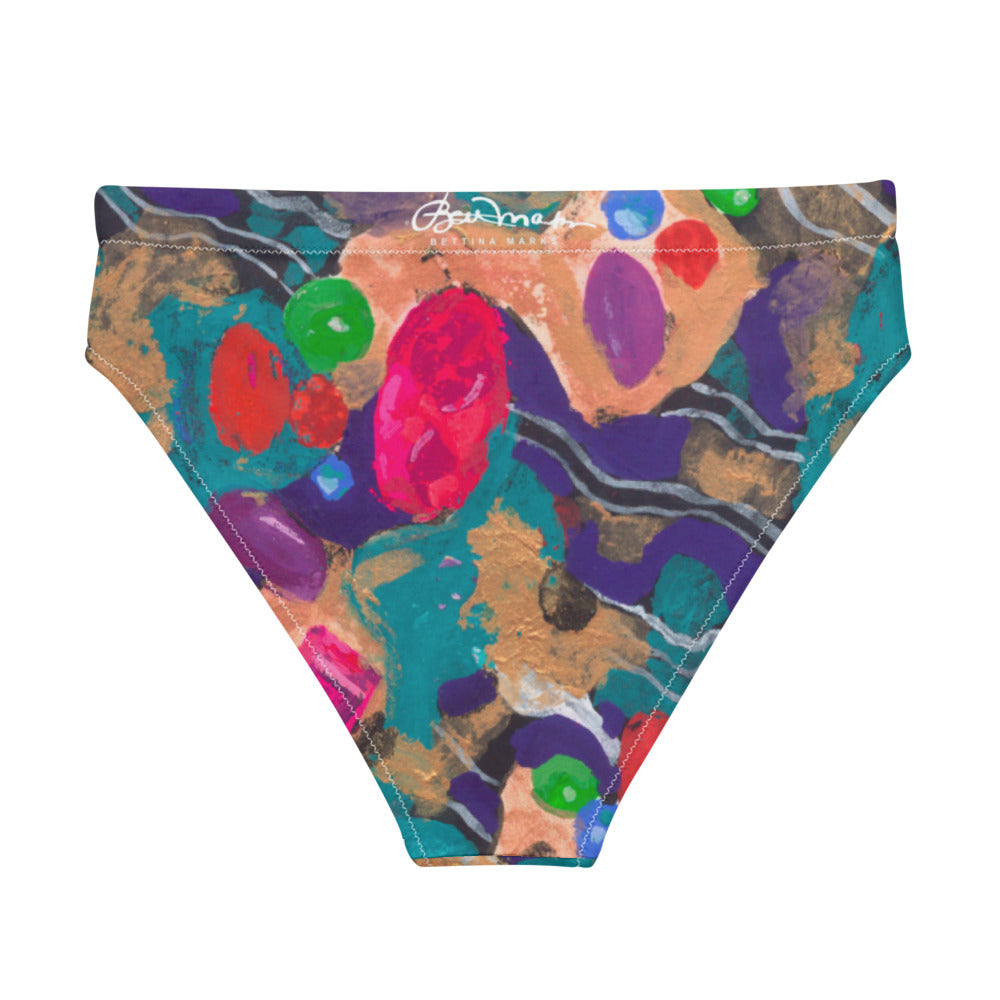 Jelly Bean Recycled hi-waisted bikini bottom bathing suit
