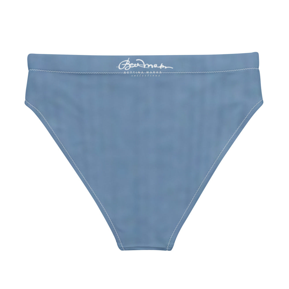 Steel Blue Recycled hi-waisted bikini bottom Bathing Suit