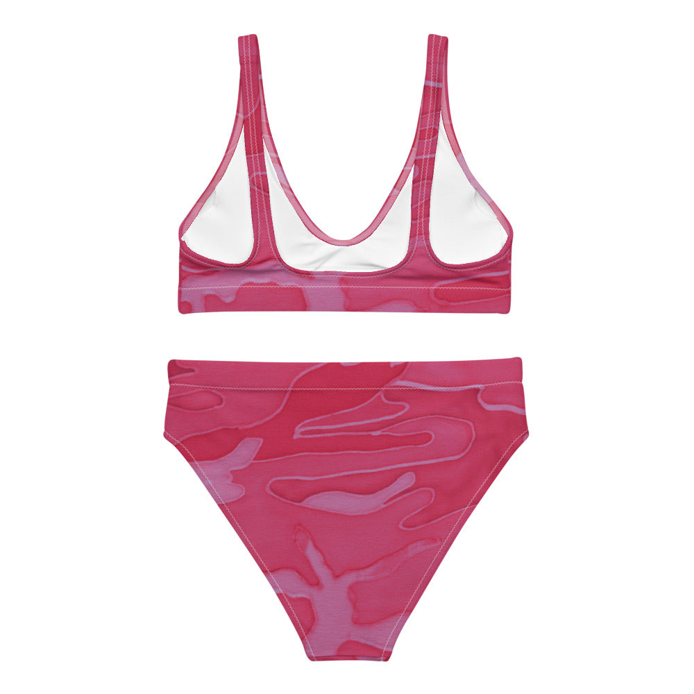 Pink Camouflage Recycled high-waisted bikini Bathing suit
