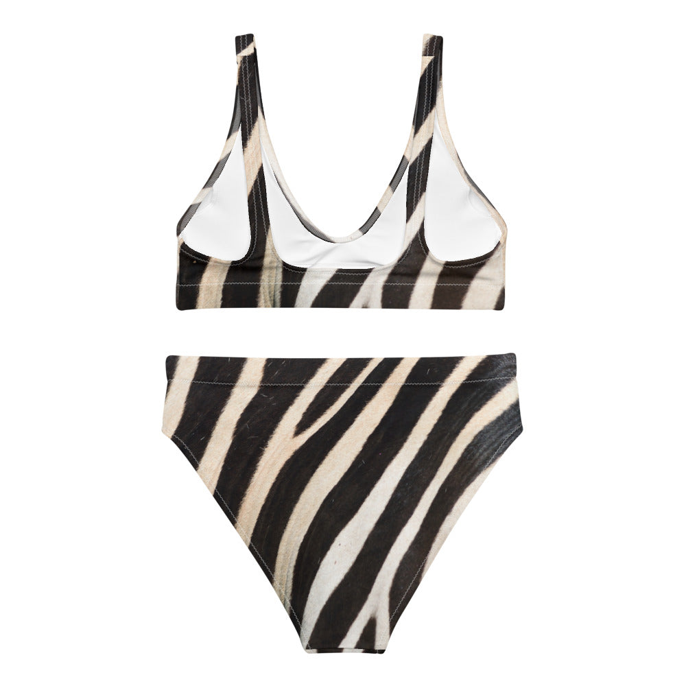Zebra Skin Print Recycled high-waisted bikini bathing suit