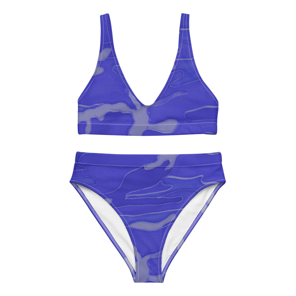 Purple Camouflage Recycled Hi-waisted bikini Bathing Suit