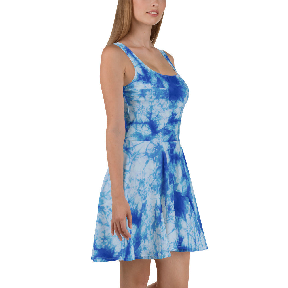 Blue Tie Dye Skater Dress