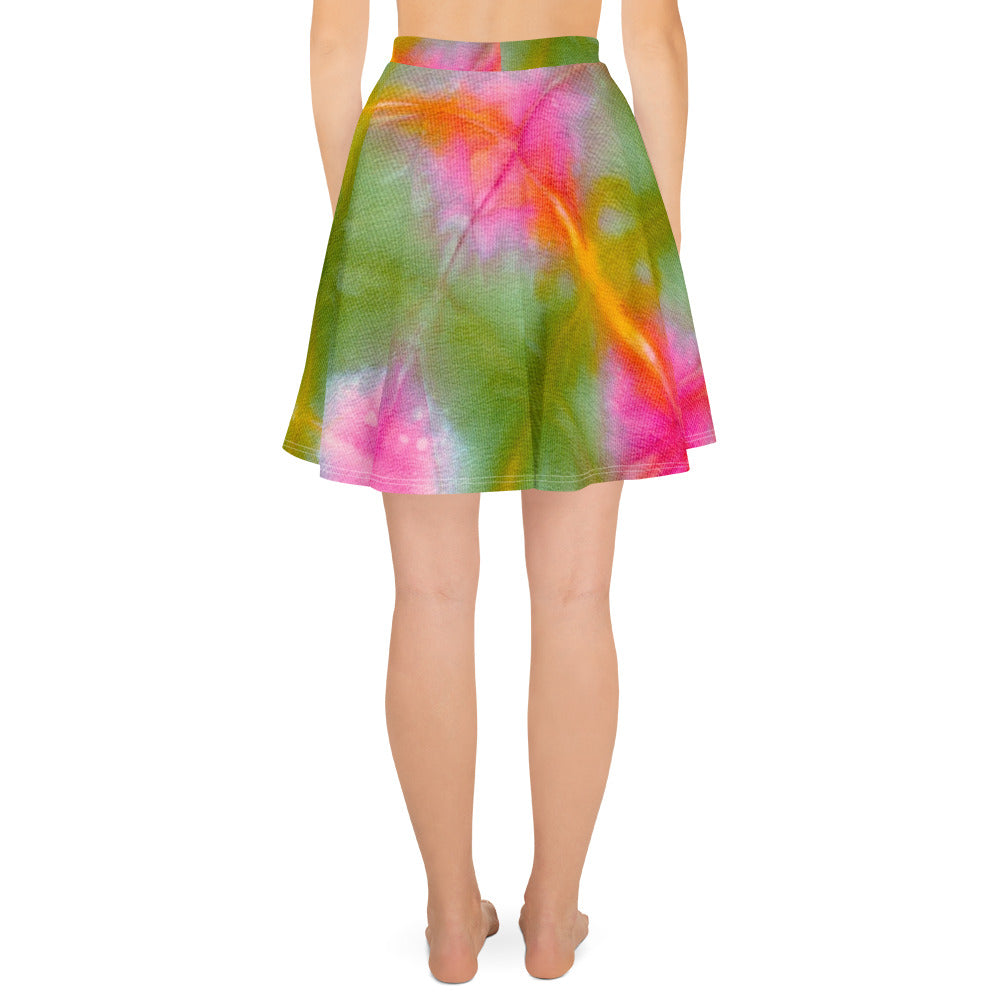 Green Pink Tie Dye Skater Skirt