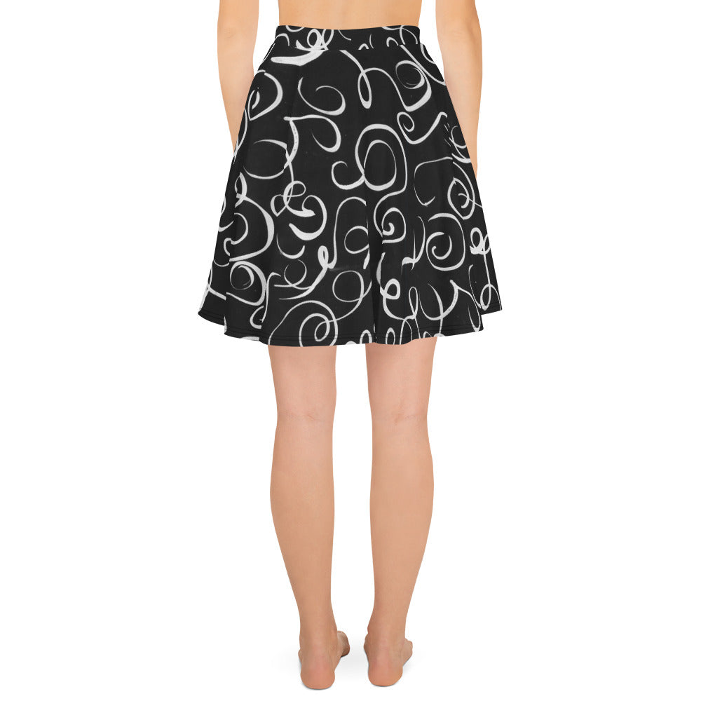 B&W Squiggles Skater Skirt