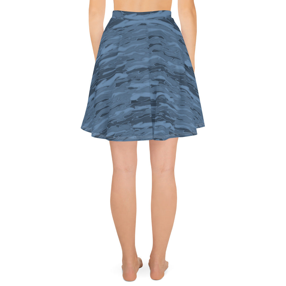 Steel Blue Camouflage Lava Skater Skirt