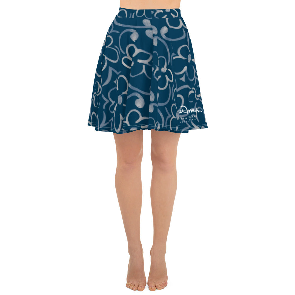 Linear Sixties Floral Skater Skirt