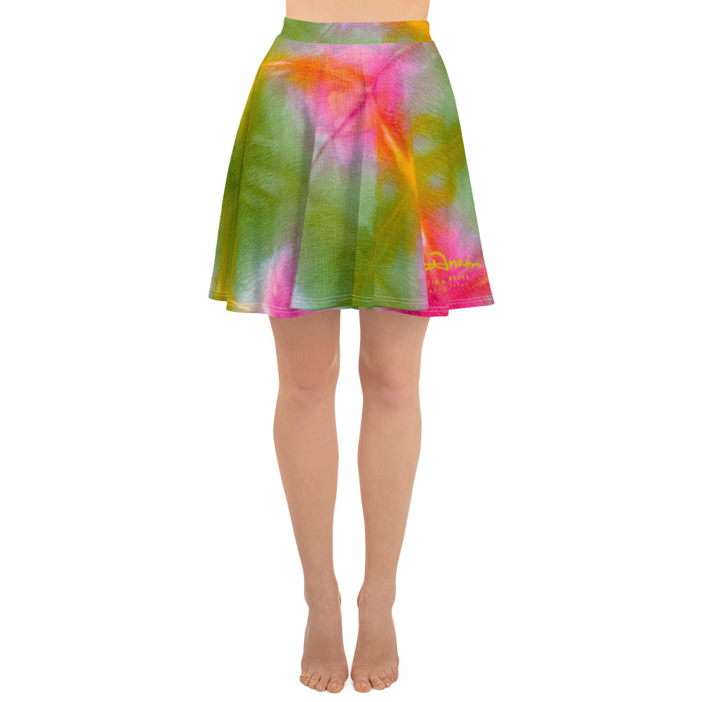 Green Pink Tie Dye Skater Skirt