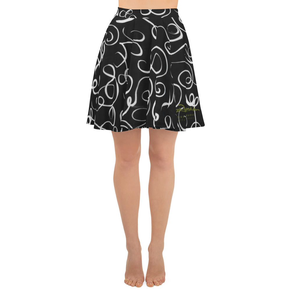B&W Squiggles Skater Skirt