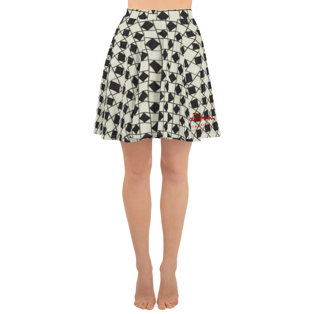 B&W Checkerboard Optical Skater Skirt