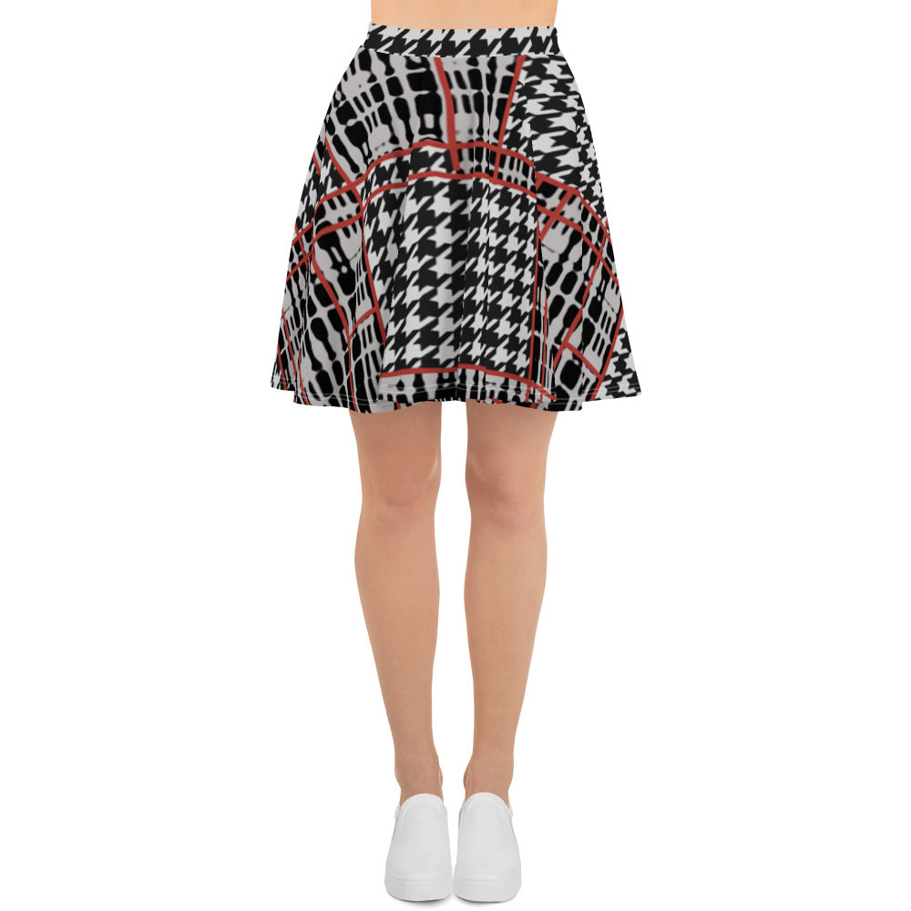 Houndstooth Plaid Skater Skirt