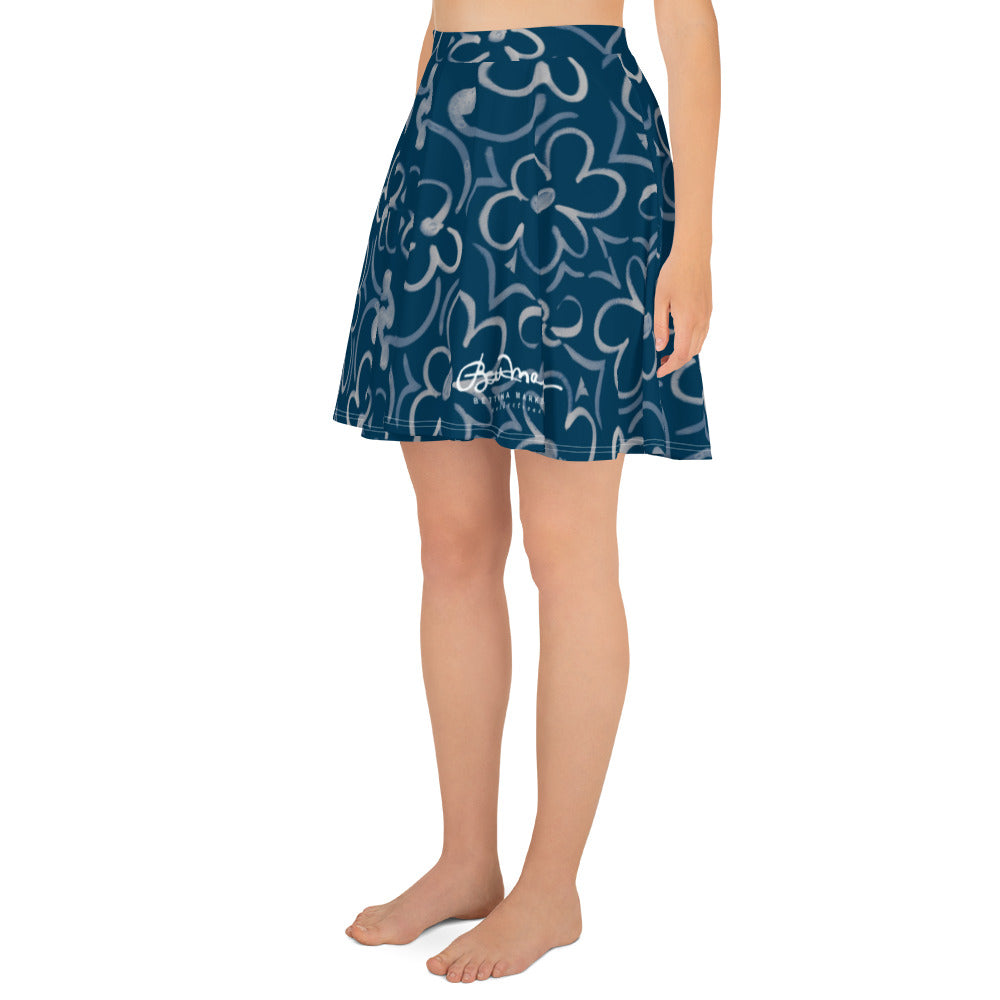 Linear Sixties Floral Skater Skirt