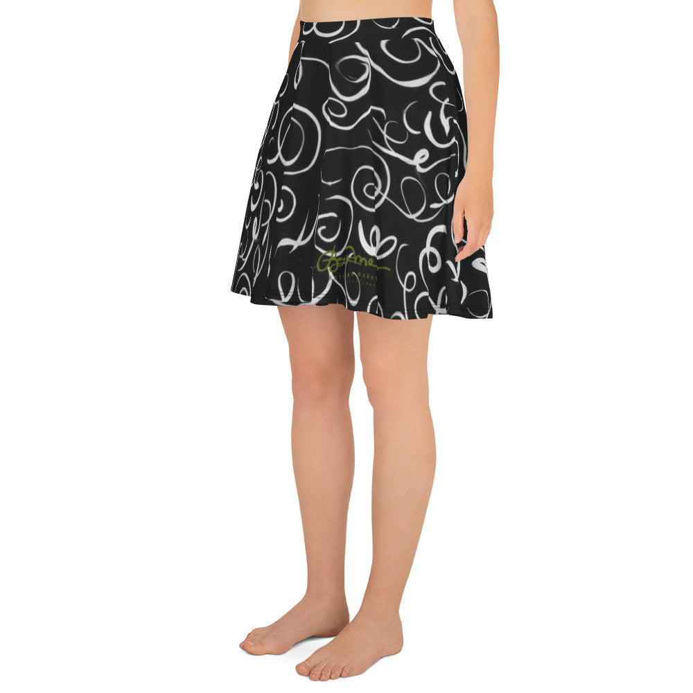 B&W Squiggles Skater Skirt