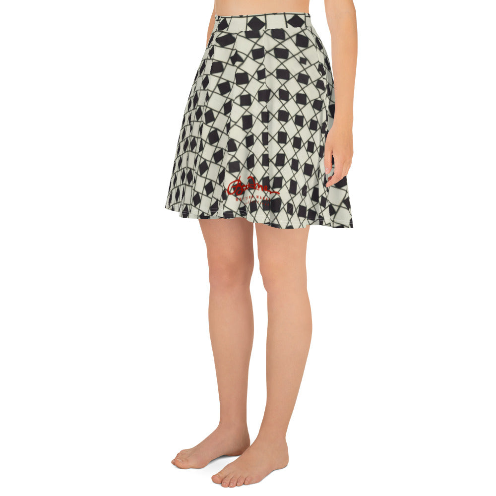 B&W Checkerboard Optical Skater Skirt