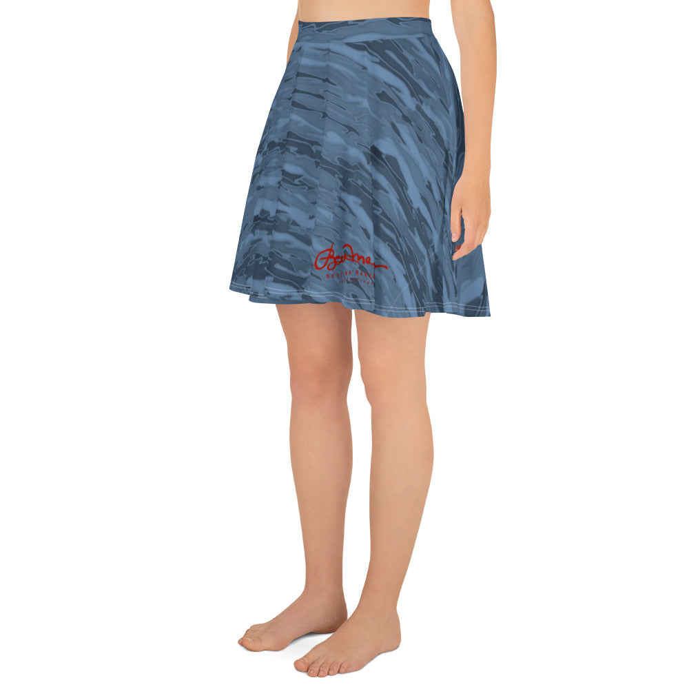 Steel Blue Camouflage Lava Skater Skirt