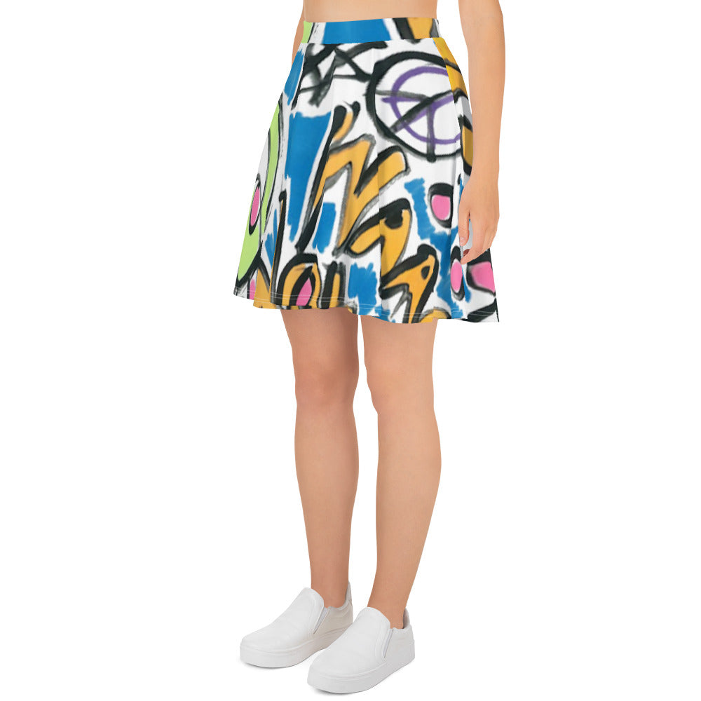 Stop War Now Graffiti Skater Skirt