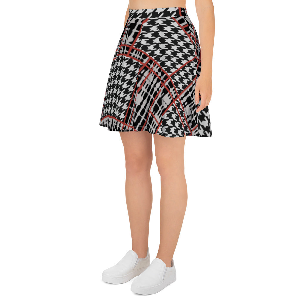 Houndstooth Plaid Skater Skirt