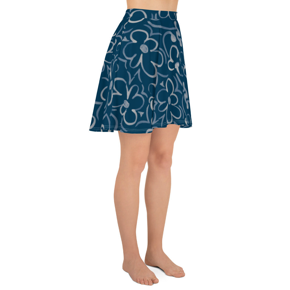 Linear Sixties Floral Skater Skirt