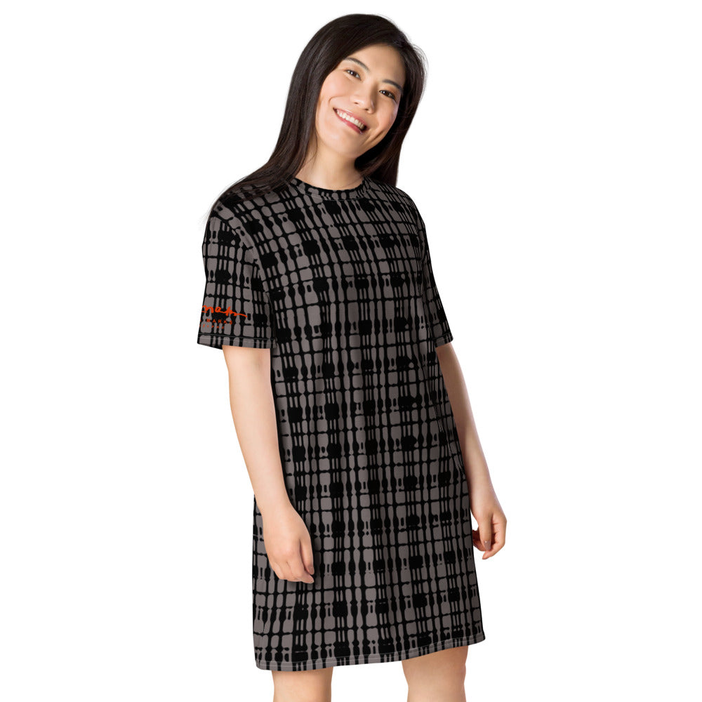 Black Tight Plaid T-shirt dress