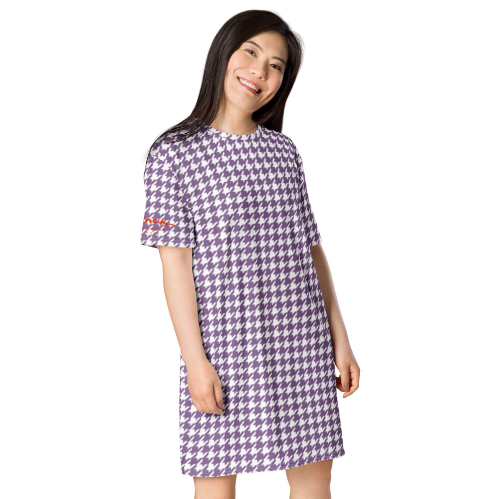 Lilac Houndstooth T-shirt dress