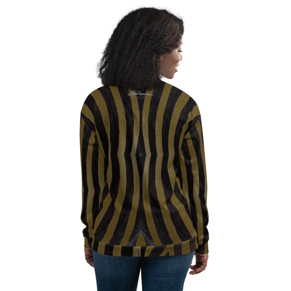 Unisex Bomber Jacket - Olive Zebra - Women