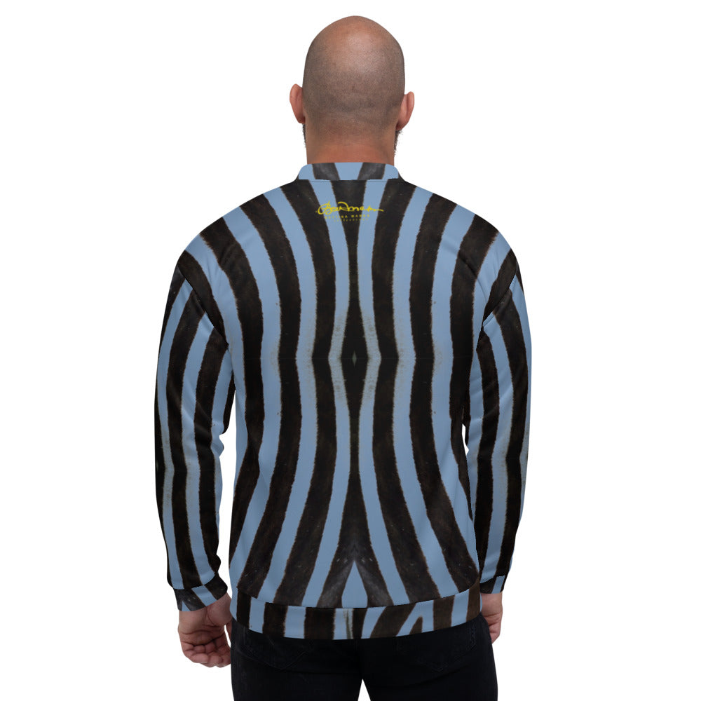 Recycled Unisex Bomber Jacket - Blue Zebra - Men