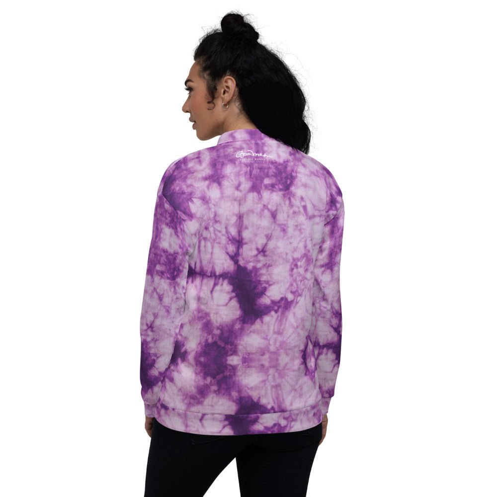 Unisex Bomber Jacket - Purple Tie Dye - Women