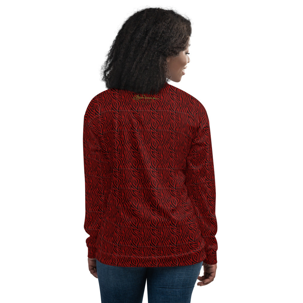 Unisex Bomber Jacket - Red Zebra - Women