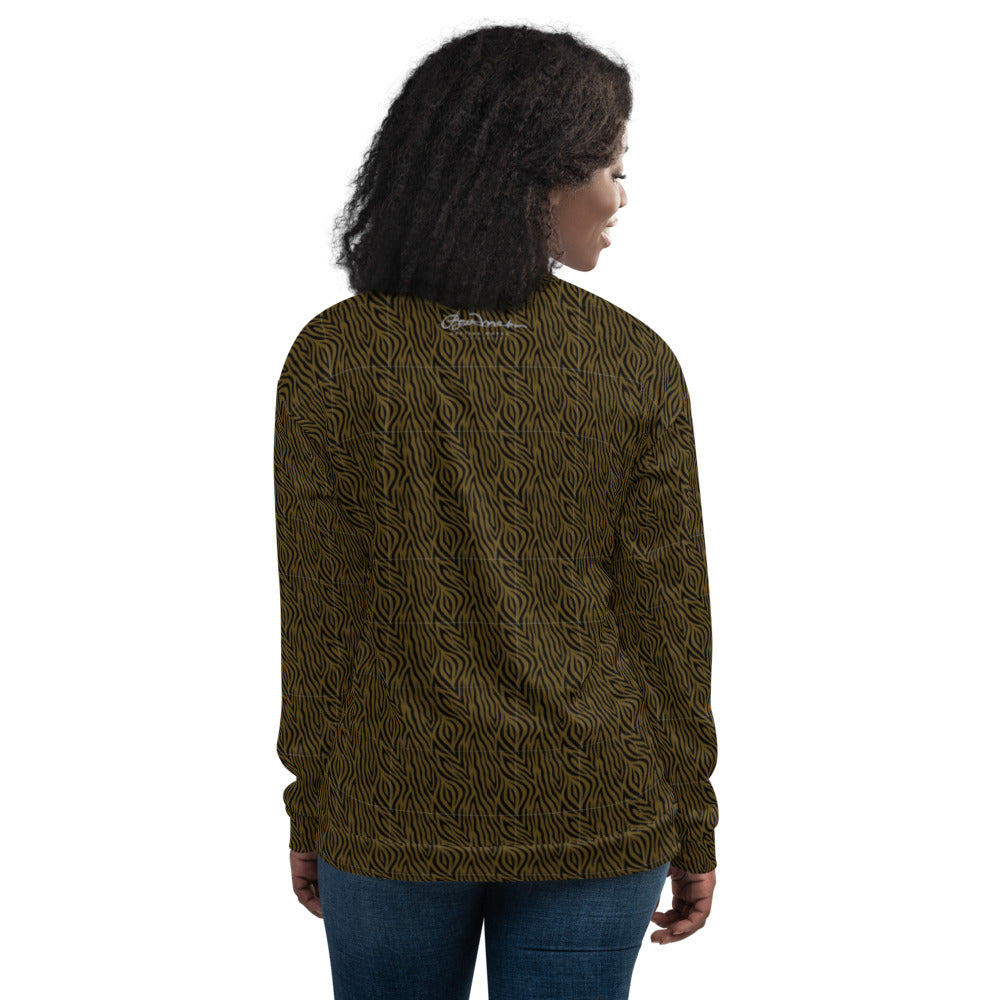 Unisex Bomber Jacket - Olive Zebra - Women