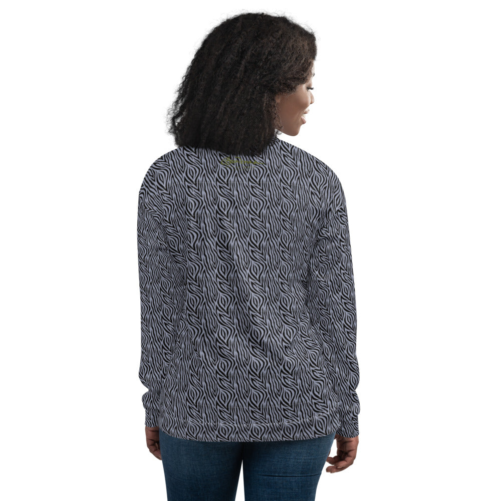 Recycled Unisex Bomber Jacket - Grey Zebra - Women
