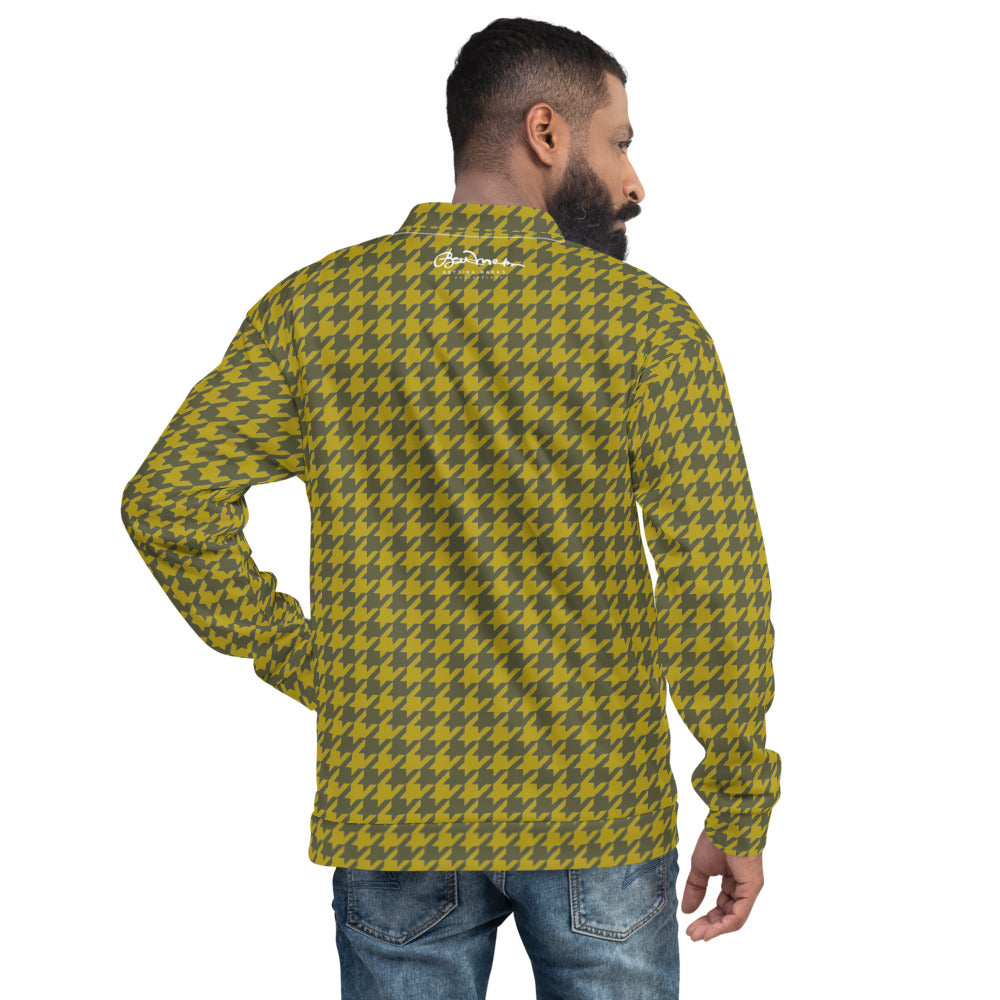 Unisex Bomber Jacket - Olive Houndstooth - Men