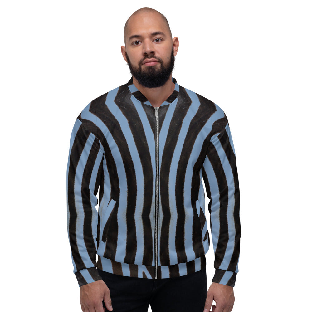 Recycled Unisex Bomber Jacket - Blue Zebra - Men
