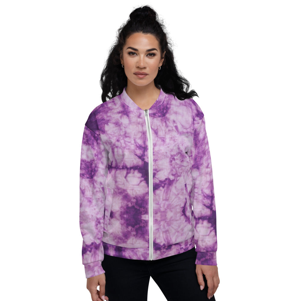 Unisex Bomber Jacket - Purple Tie Dye - Women