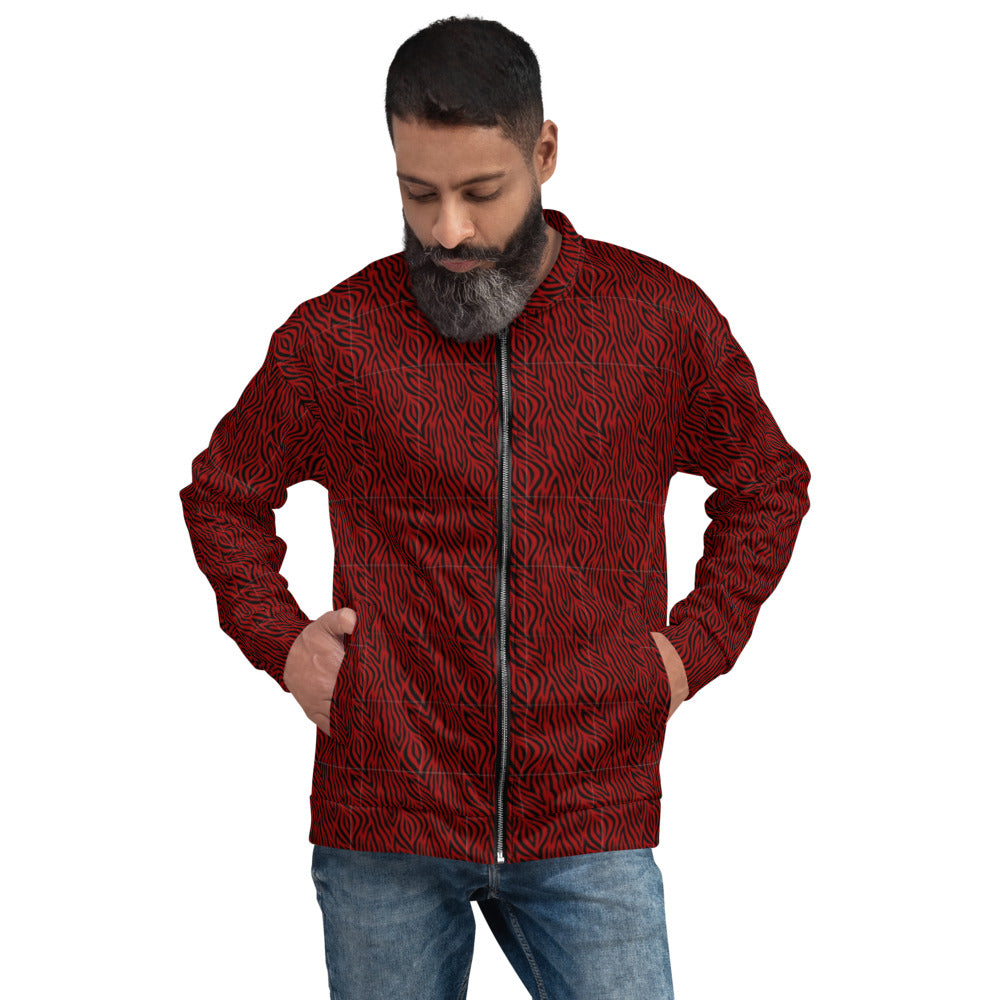 Unisex Bomber Jacket - Red Zebra - Men