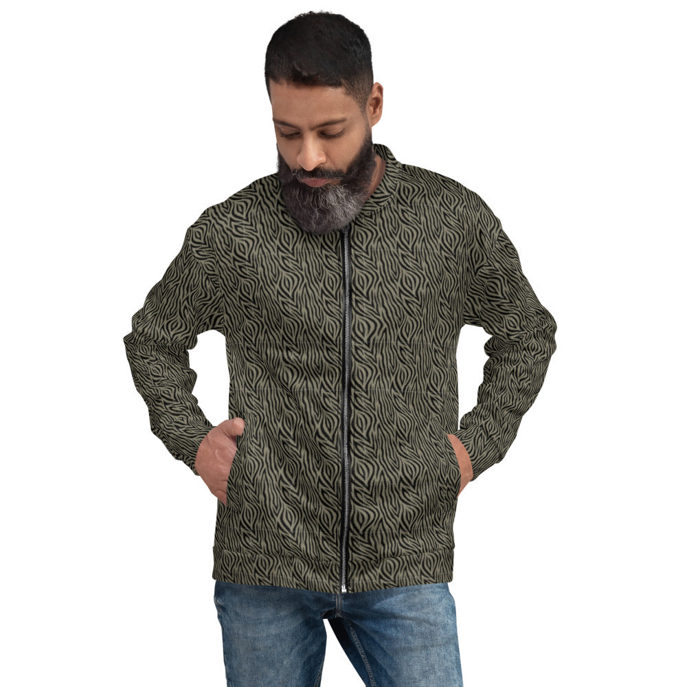 Unisex Bomber Jacket - Khaki Zebra - Men