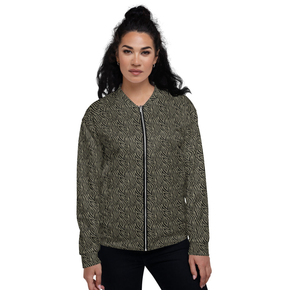 Unisex Bomber Jacket - Khaki Zebra - Women