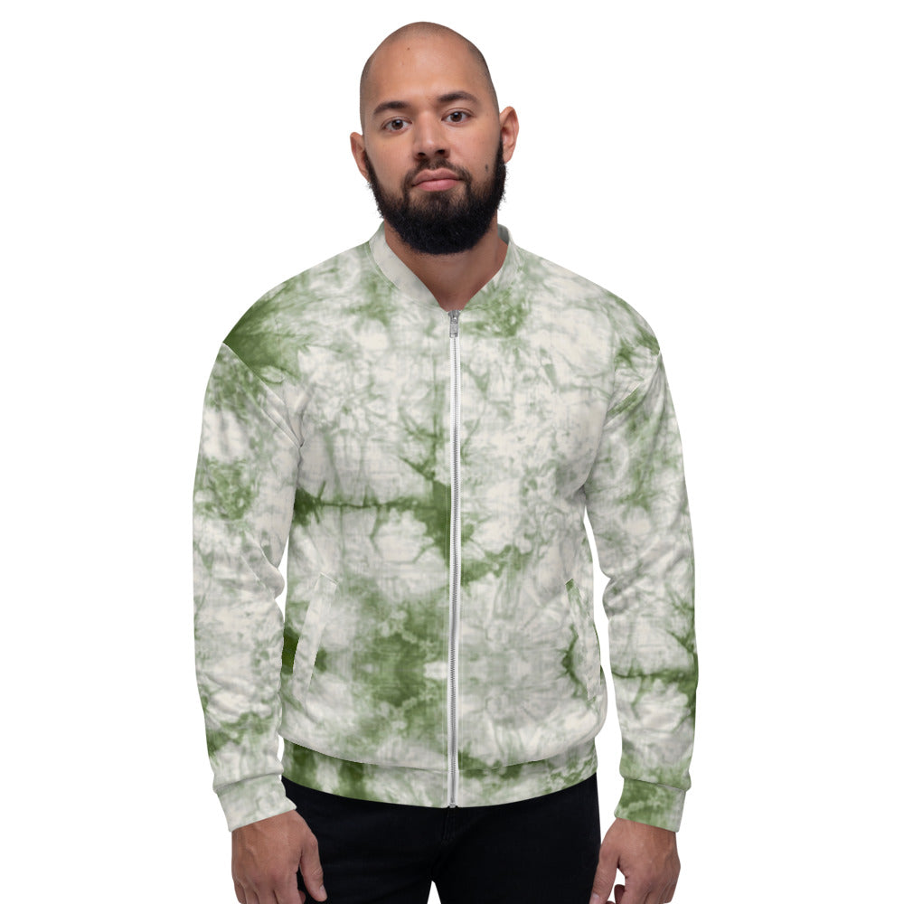 Recycled Unisex Bomber Jacket - Sage Tie Dye - Men