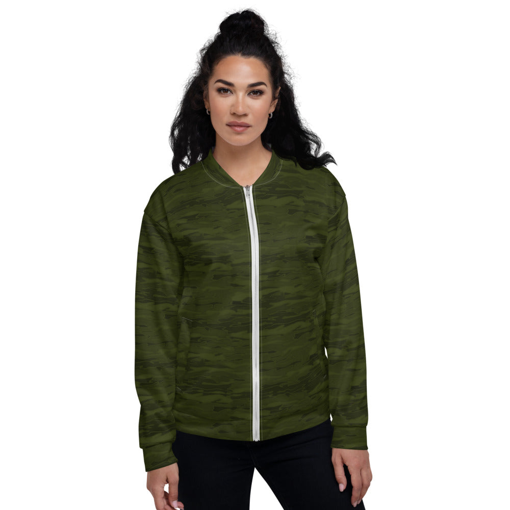 Recycled Unisex Bomber Jacket - Army Camouflage Lava - Women