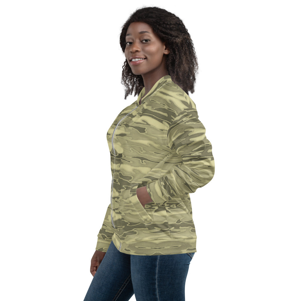 Unisex Bomber Jacket - Khaki Camouflage Lava - Women