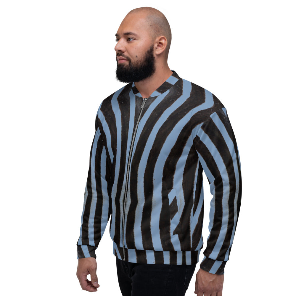Recycled Unisex Bomber Jacket - Blue Zebra - Men