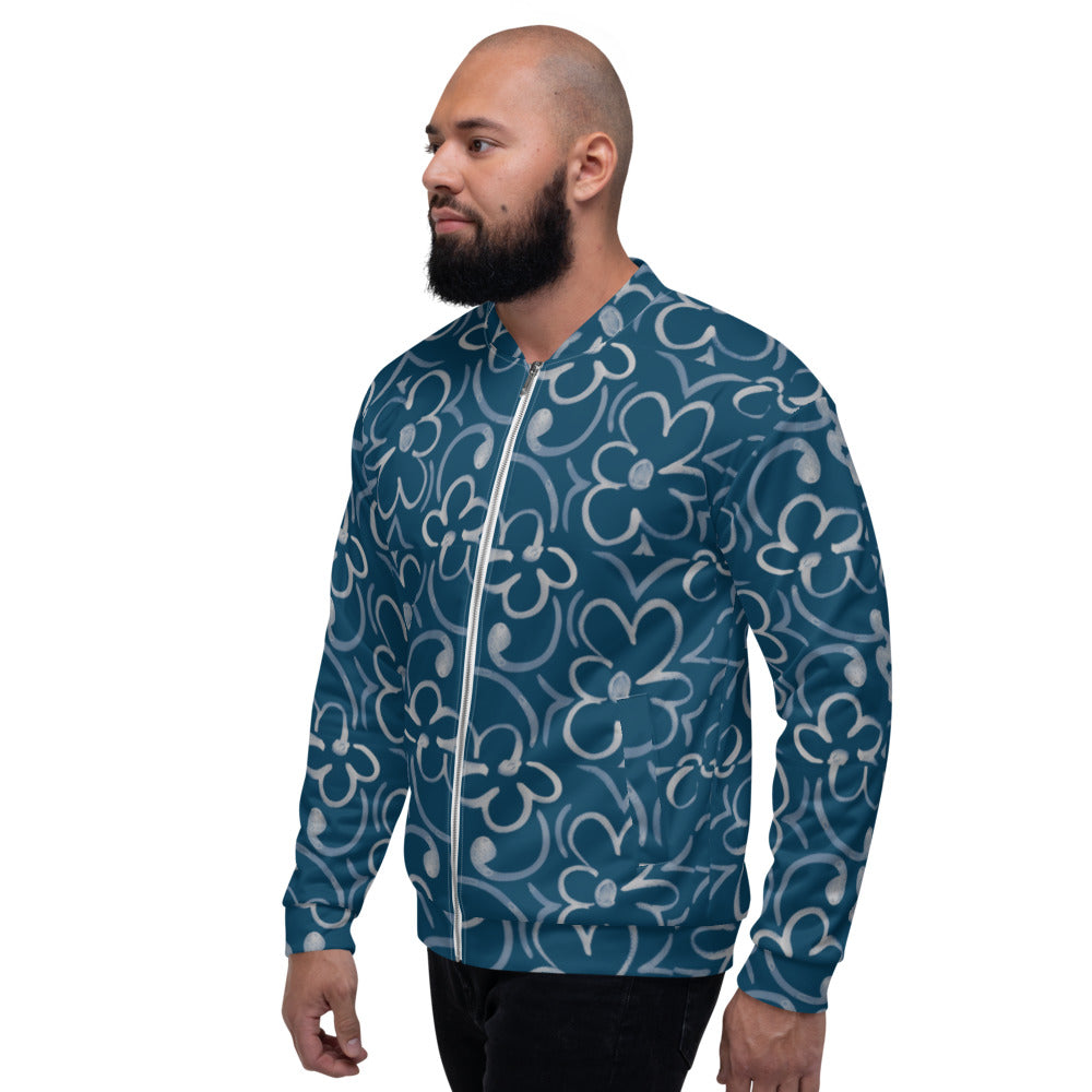 Unisex Bomber Jacket - Linear Sixties Floral - Men