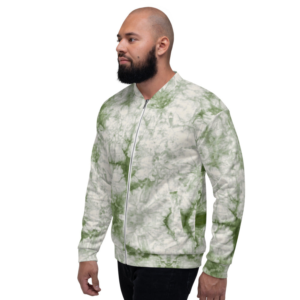 Recycled Unisex Bomber Jacket - Sage Tie Dye - Men