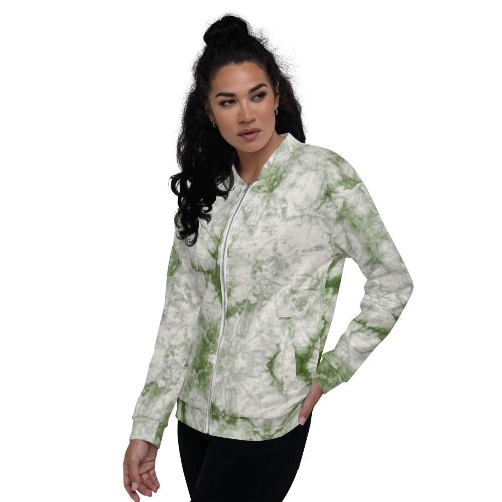 Unisex Bomber Jacket - Sage Tie Dye - Women